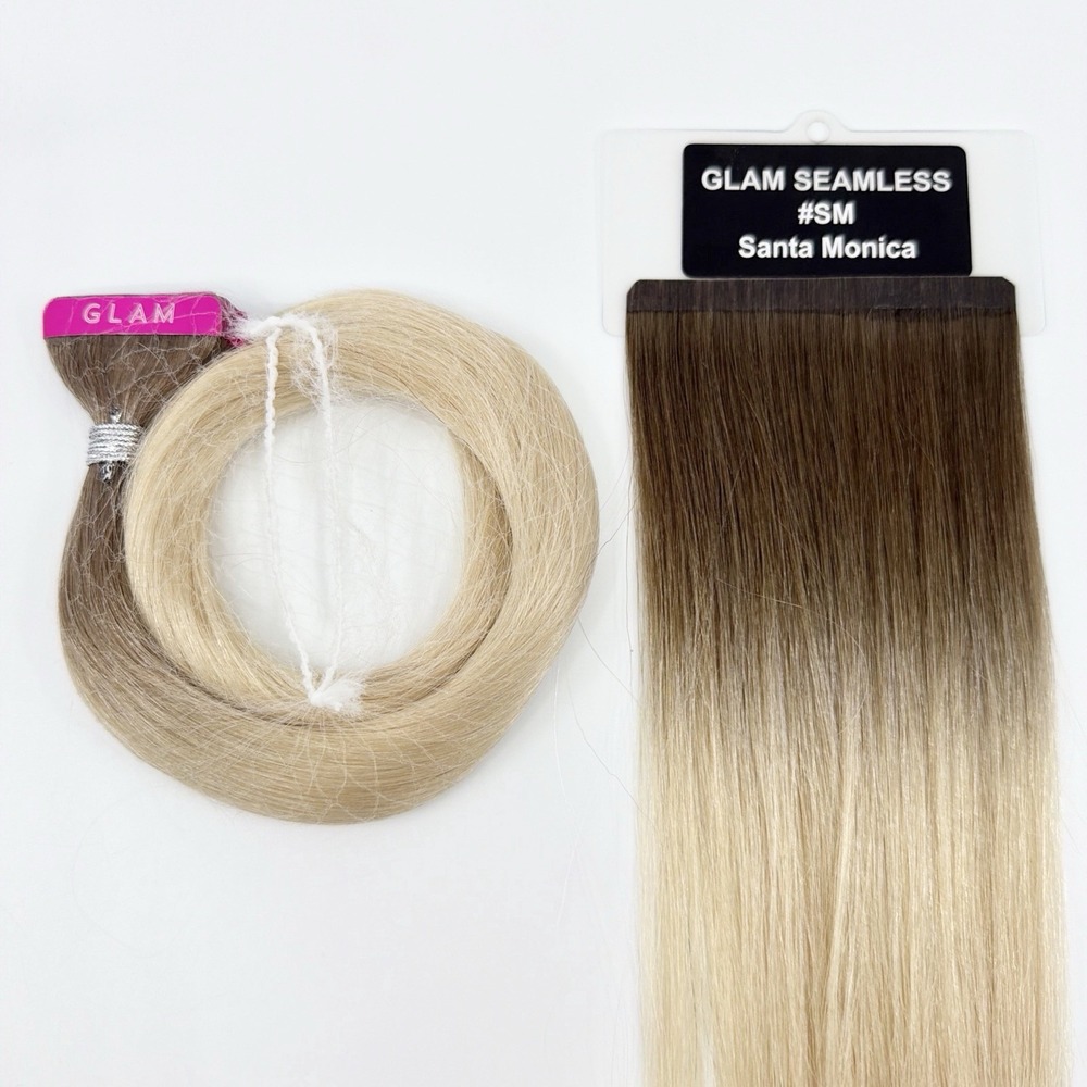 Glam Seamless 20" Tape In Hair Extension Santa Monica Rooted Blonde NEW Human